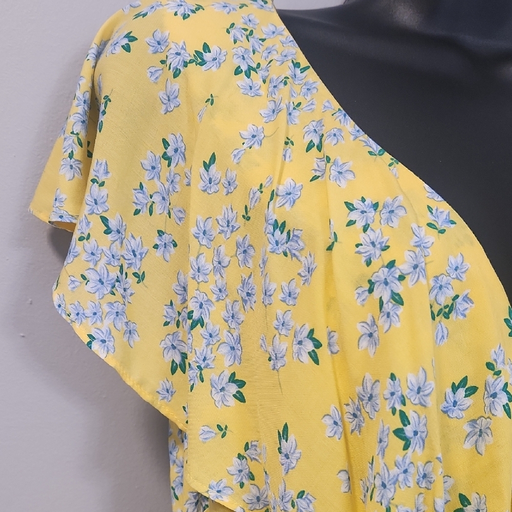 Draper James RSVP Yellow Floral Wrap Midi Dress Size S Southern Belle Feminine - Picture 3 of 10